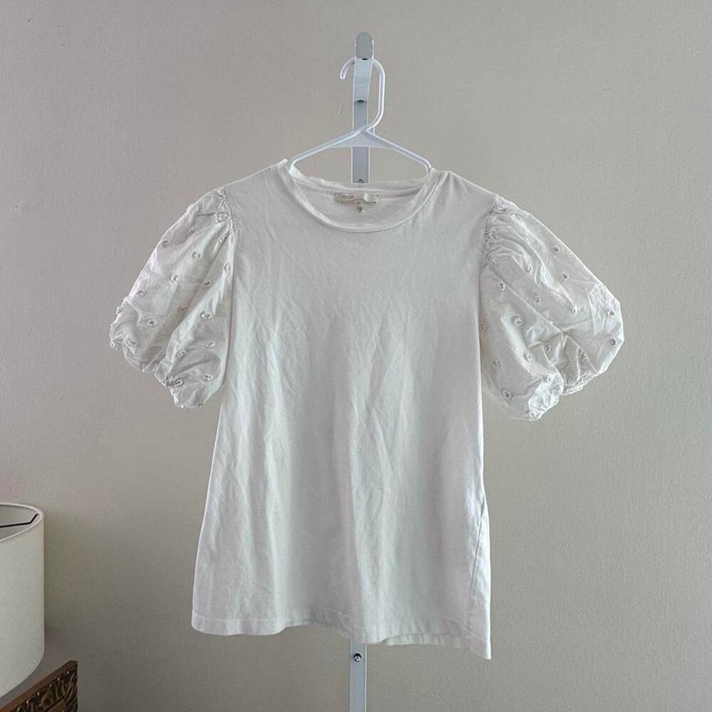 Maje white blouse with puffed